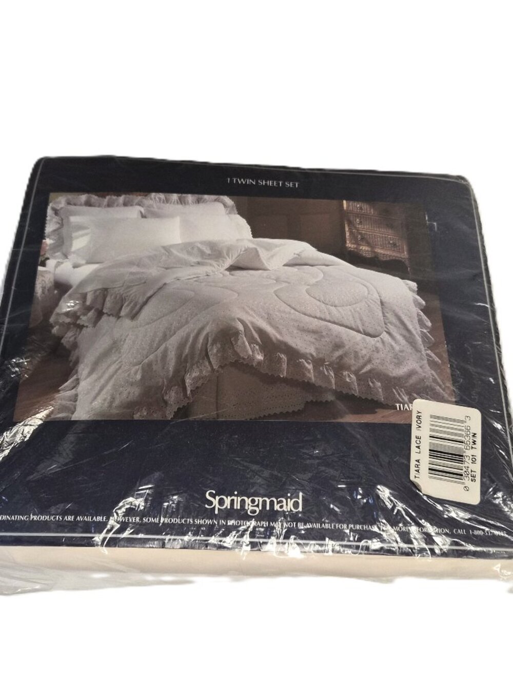 Vintage 80s Springmaid Tiara Lace Twin Sheet Set USA Made Grannycore Romantic